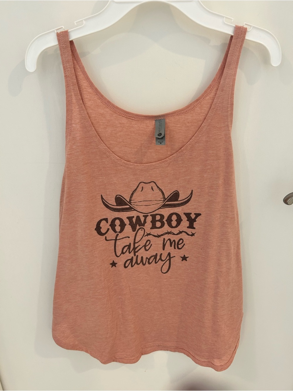 Next Level Apparel Peach Tank Top with Cowboy Graphic